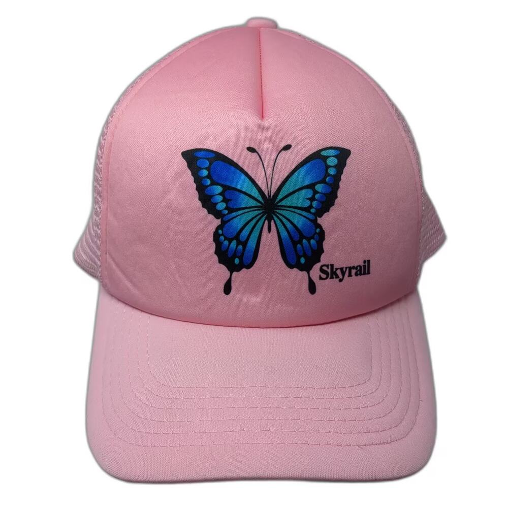 Grace Collection Trucker Hat Pink Blue Skyrail Butterfly OS Snapback Adjustable